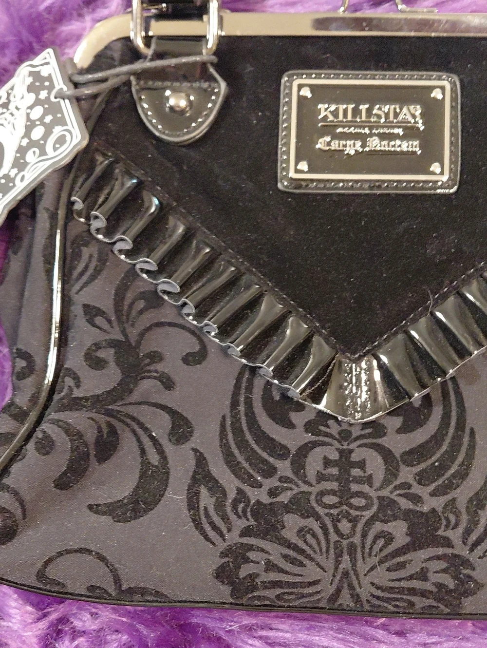 Killstar Black Velvet & Patent Gothic Satchel